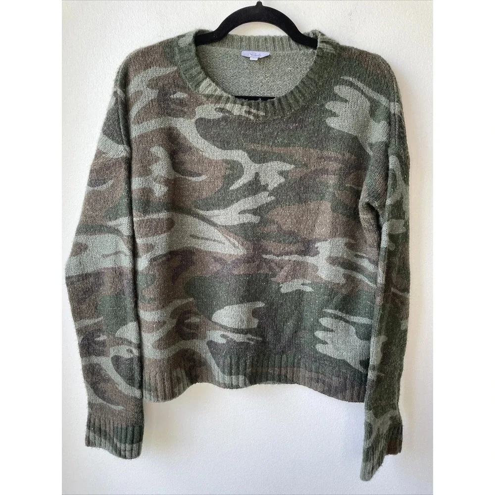 Rails Camo Sweater Womens Small Green Camouflage Knit Pullover Gorpcore Utility